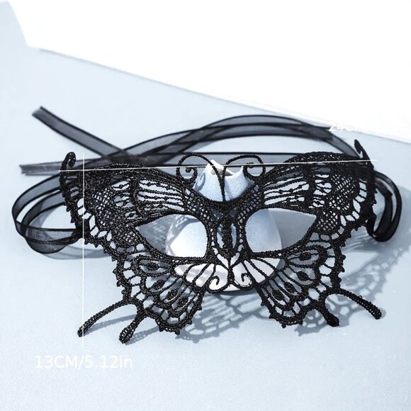Mask Lace Masquerade Black Costume Butterfly Rave Scene Sexy Role Play Cosplay - Picture 2 of 2